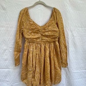American Eagle yellow fit and flare dress in large